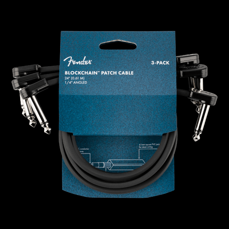 Blockchain 24" Patch Cable, 3-pack, Angle/Angle Fender Patch Cable