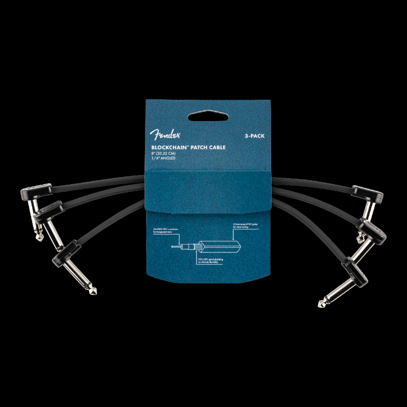 Blockchain 8" Cable, 3-pack, Angle/Angle Fender Patch Cable