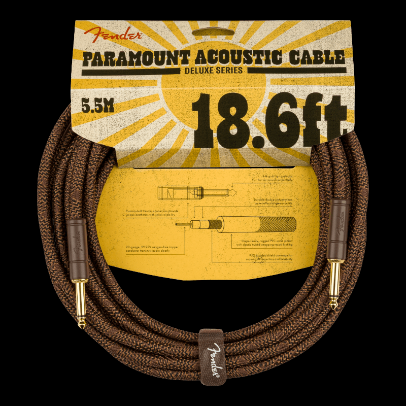 Cable Paramount 18.6&#39; Acoustic Instrument Cable, Brown Fender Cable de Instrumento