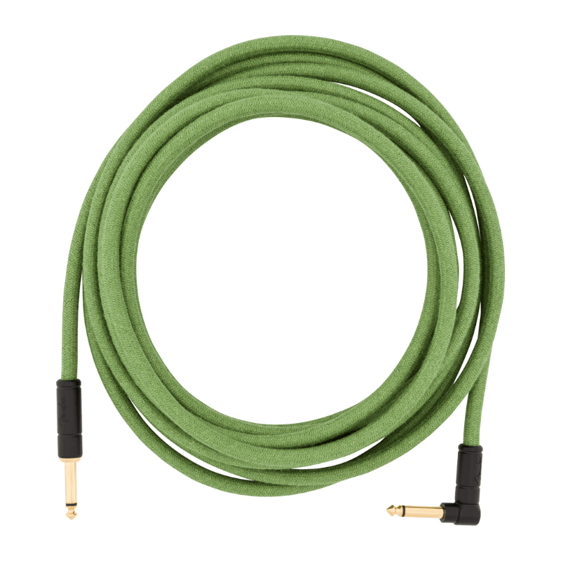 Festival Instrument Cable, Straight/Angle, 18.6&#39;, Pure Hemp, Green Fender Cable de Instrumento