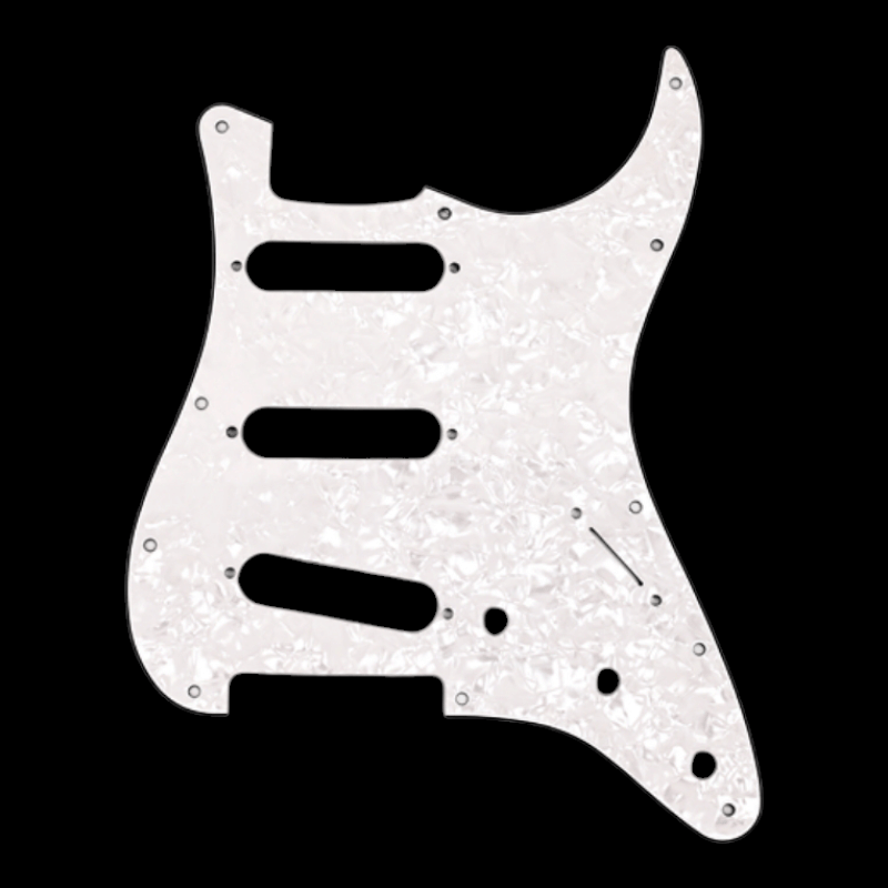 Pickguard, Stratocaster® S/S/S, 11-Hole Mount, White Pearl, 4-Ply Fender Refacciones Fender