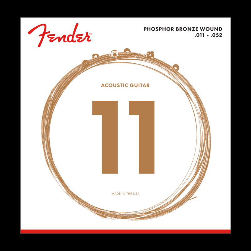 Phosphor Bronze Acoustic Guitar Strings, Ball End, 60CL .011-.052 Fender Cuerdas Guitarra Acustica