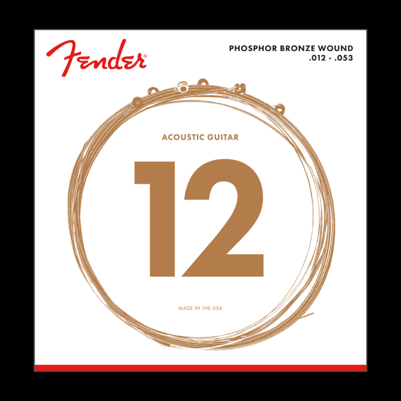 Phosphor Bronze Acoustic Guitar Strings, Ball End, 60L .012-.053 Gauges Fender Cuerdas Guitarra Acustica