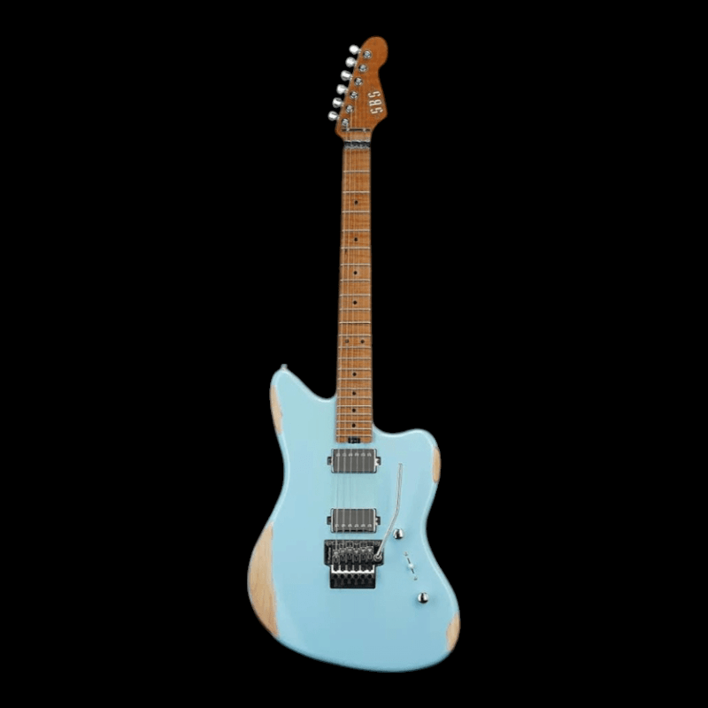 SBS VS200 Offset Relic Alder Body Flamed Neck Sonic Blue SBS Guitarra Electrica