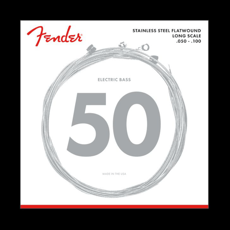 Stainless 9050's Bass Strings, Stainless Steel Flatwound, 9050ML .050-.100 Gauges, (4) Fender Cuerdas Guitarra Electrica